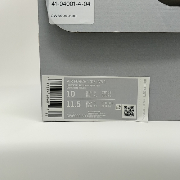 Nike Air Force 1 '07 LV8 University Red CW6999-600 - Picture 8 of 8